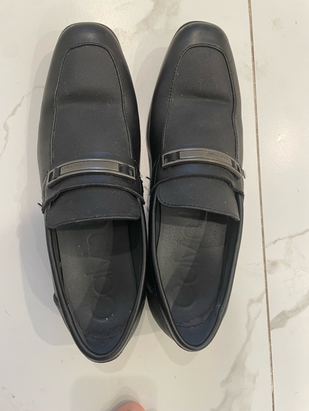 Calvin Klein Black Men's Slip-On Loafers with Metal Accent
